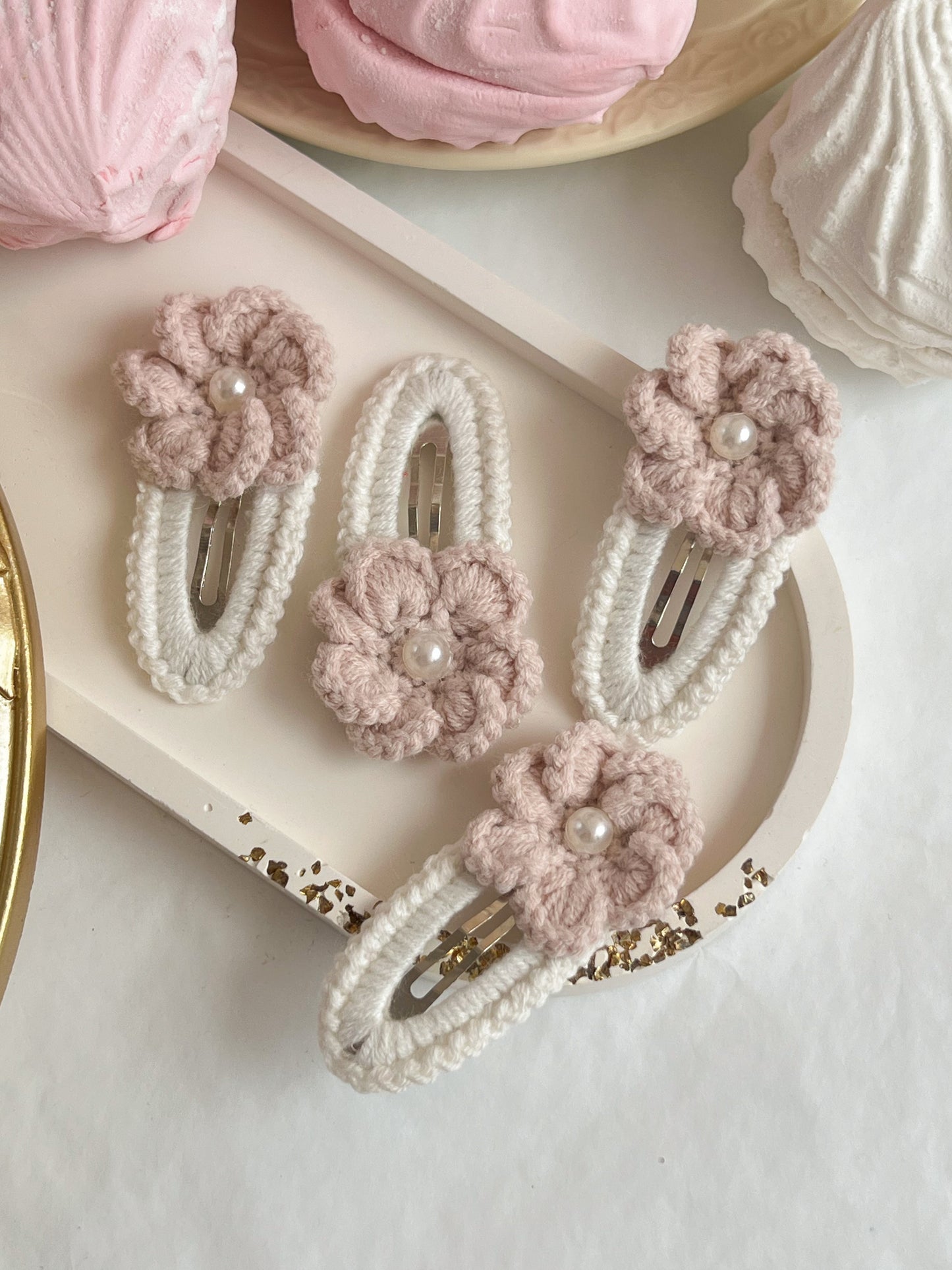 Agrafă „Pearl Bloom” — roz pudrat