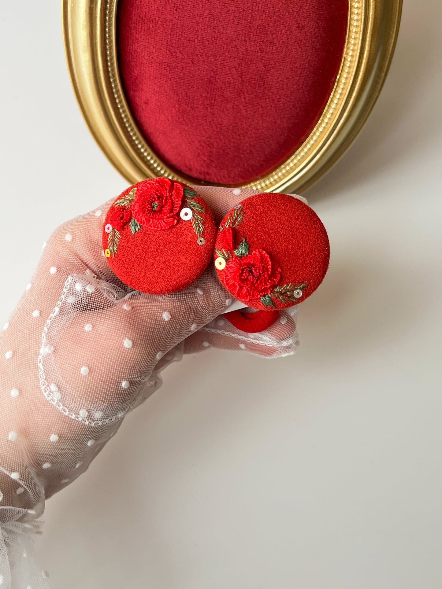 Elastice Red Poppy Embroidery