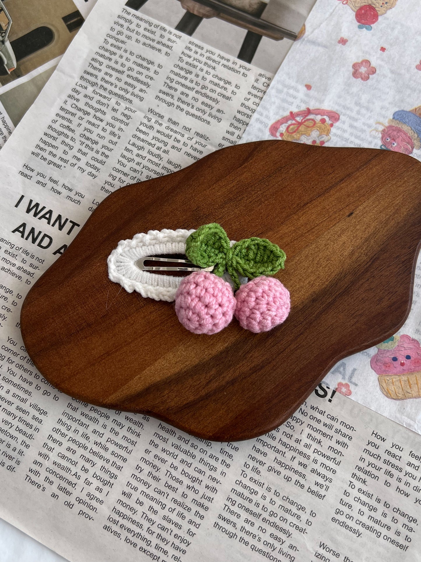 Clame crochet - rose cherry