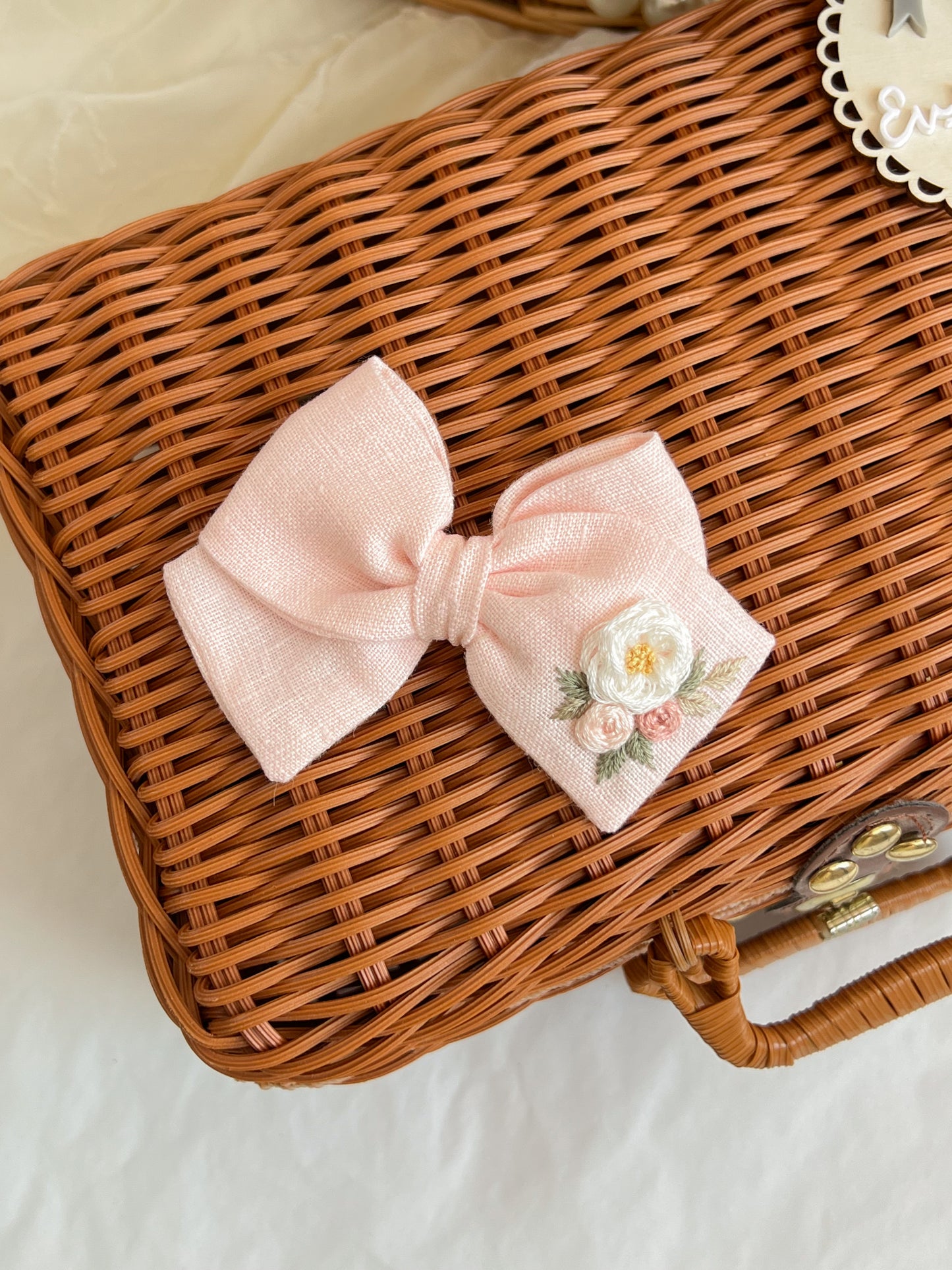 Agrafă 🌸 Bow Linen Floral