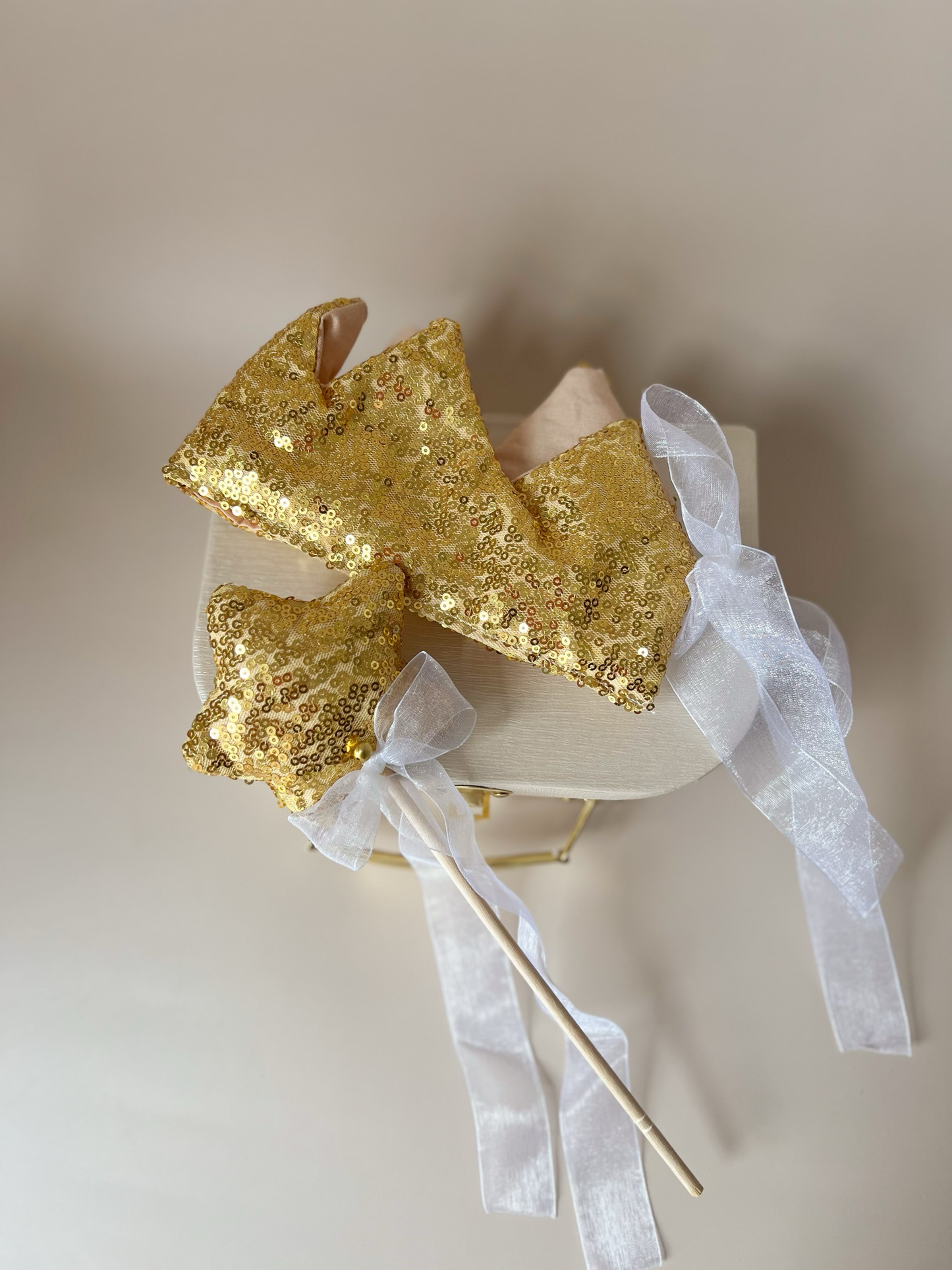 Set aniversar – Coroniță & Baghetă Golden Sparkle