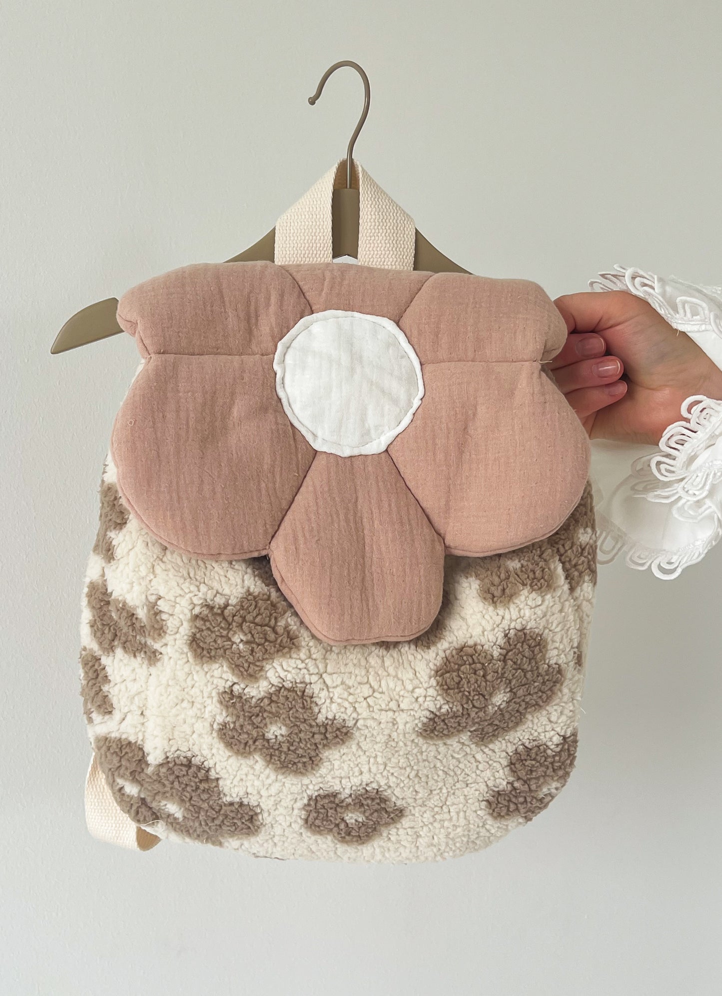 Rucsac Bouclé Floral — Crem