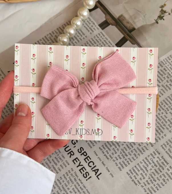 Bentiță pe elastic “Pink Linen”