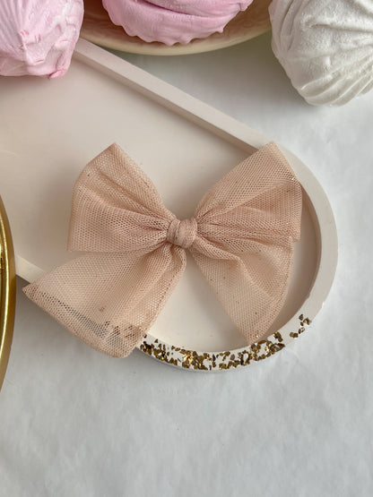 Clama cu Fundita - Beige Gold Dots Tulle