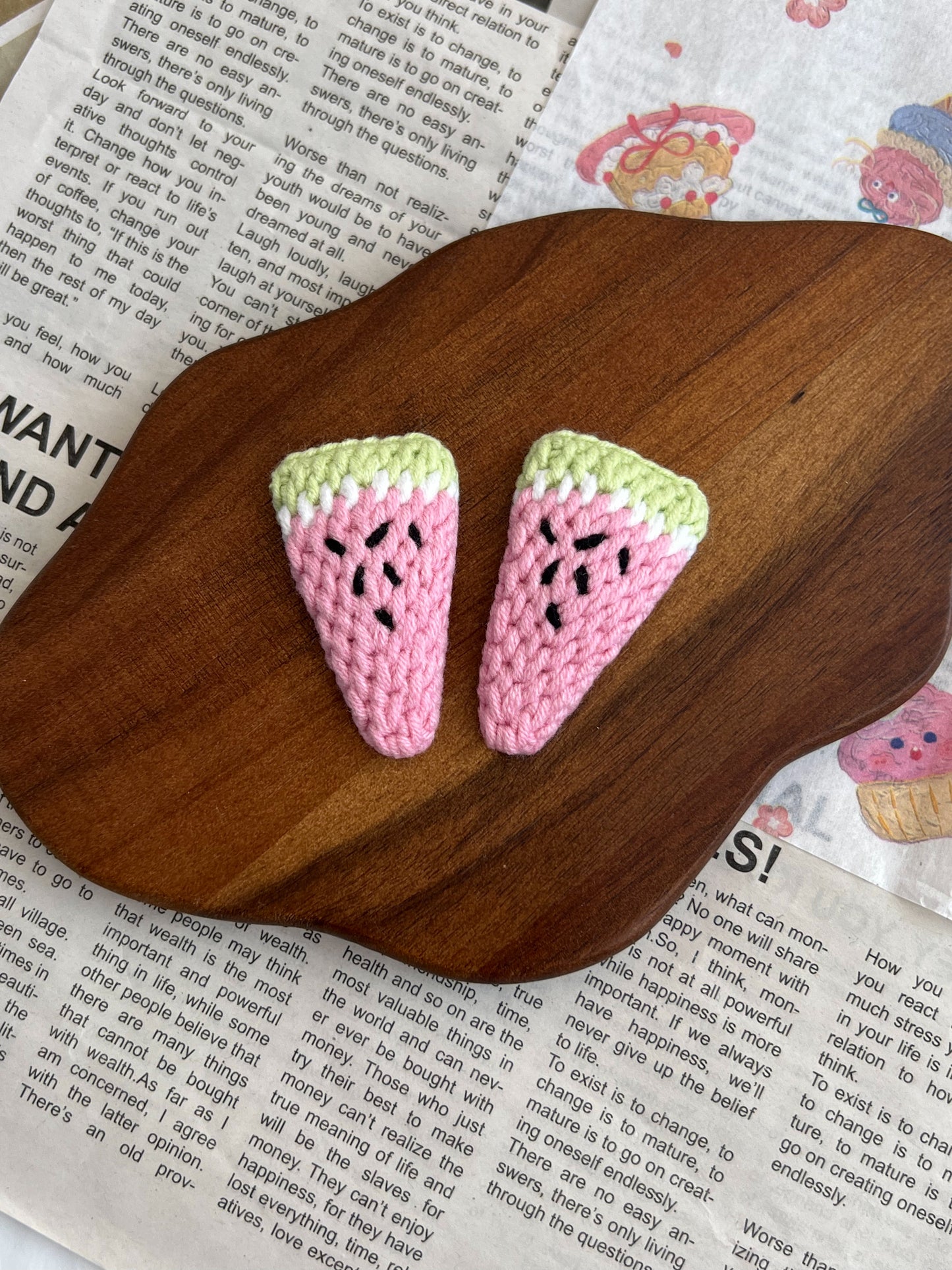 Clame crochet - Felii de harbuz roz