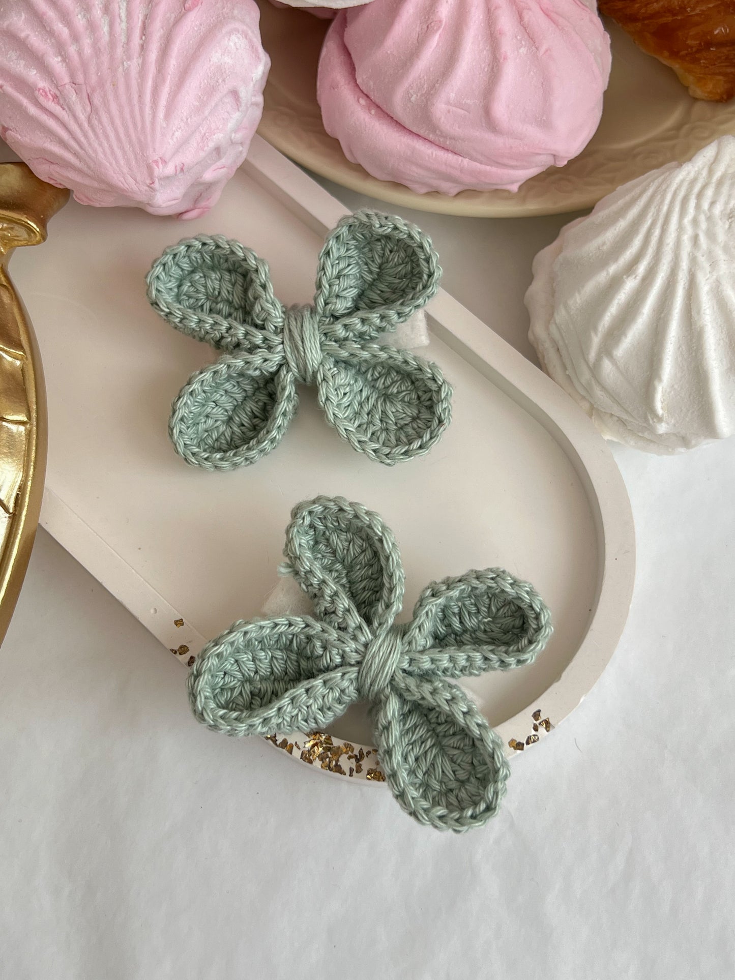 Pastel Bow — Agrafă Croșetată cu Fundiță