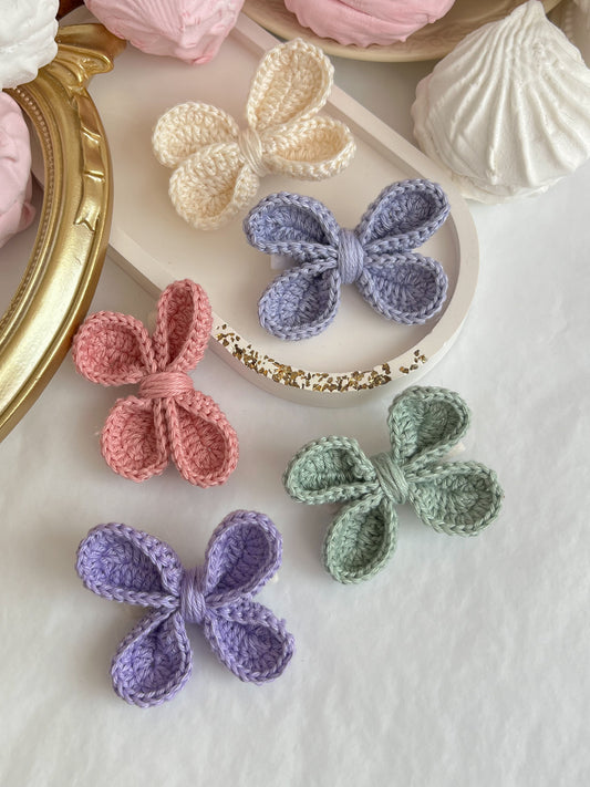 Pastel Bow — Agrafă Croșetată cu Fundiță