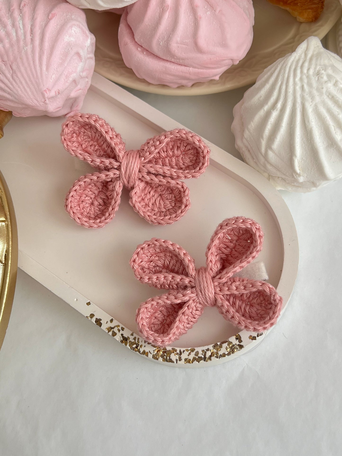 Pastel Bow — Agrafă Croșetată cu Fundiță