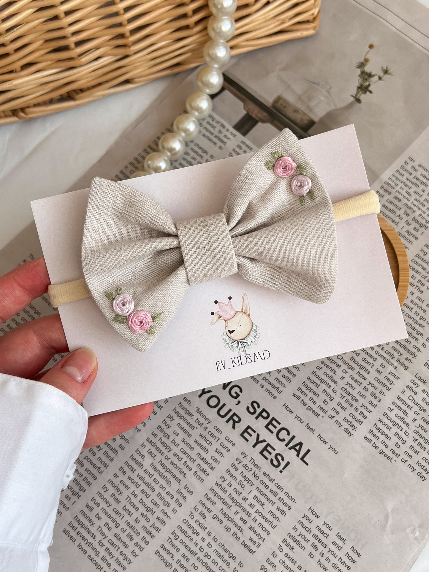 Bentiță pe elastic “Rose Linen”
