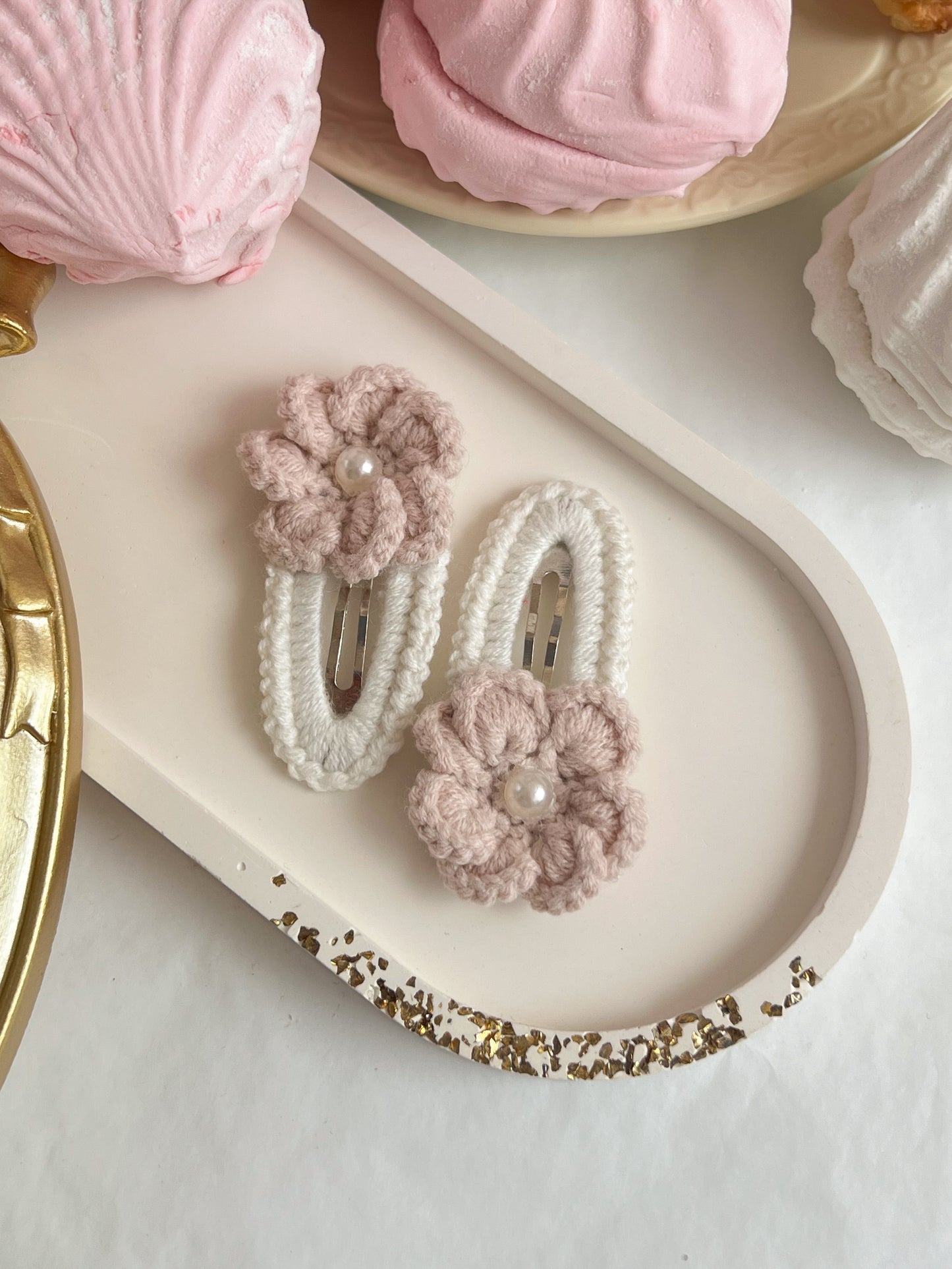 Agrafă „Pearl Bloom” — roz pudrat