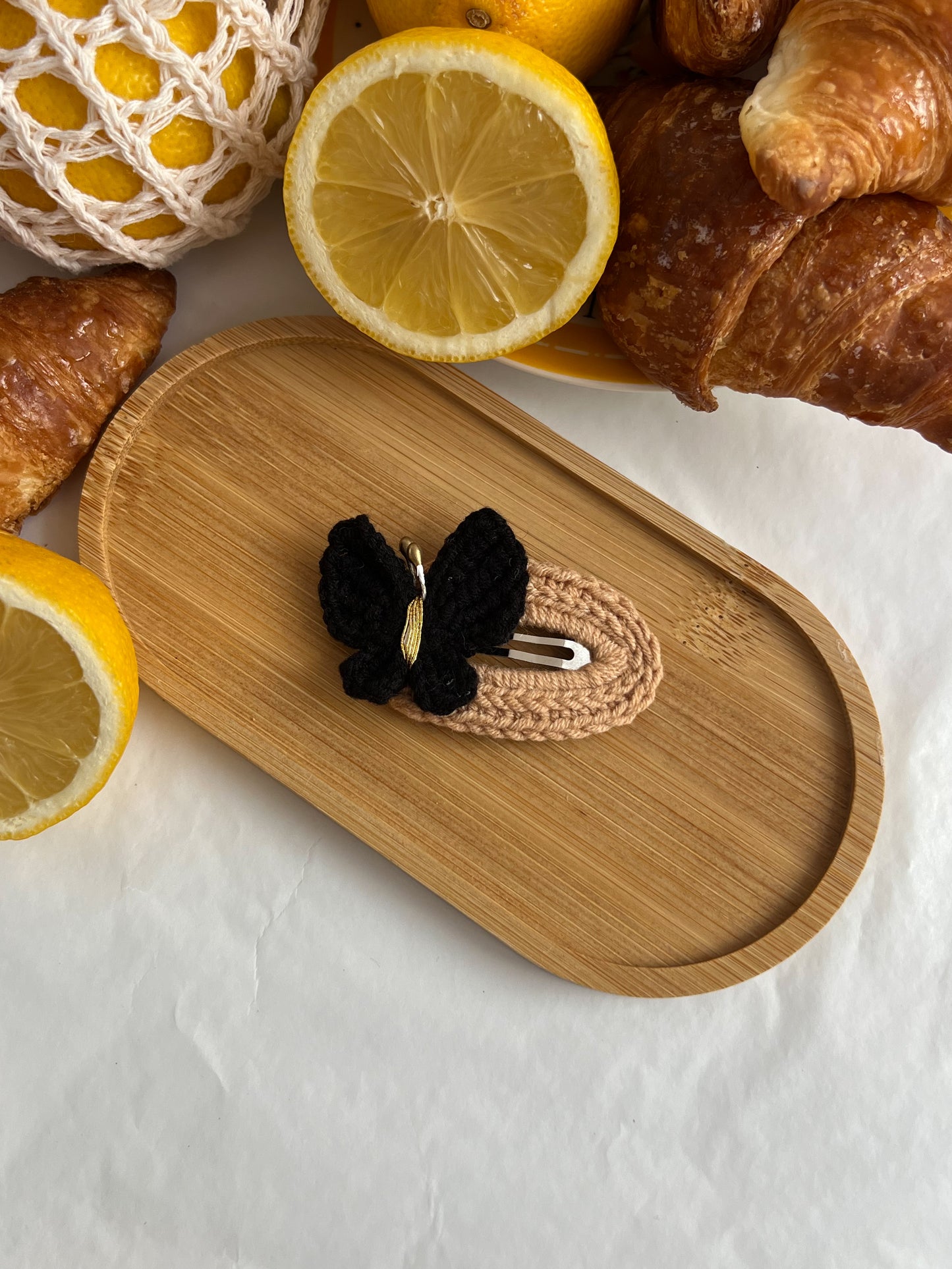 Agrafe Croșetate Butterfly – Negru & Cafeniu