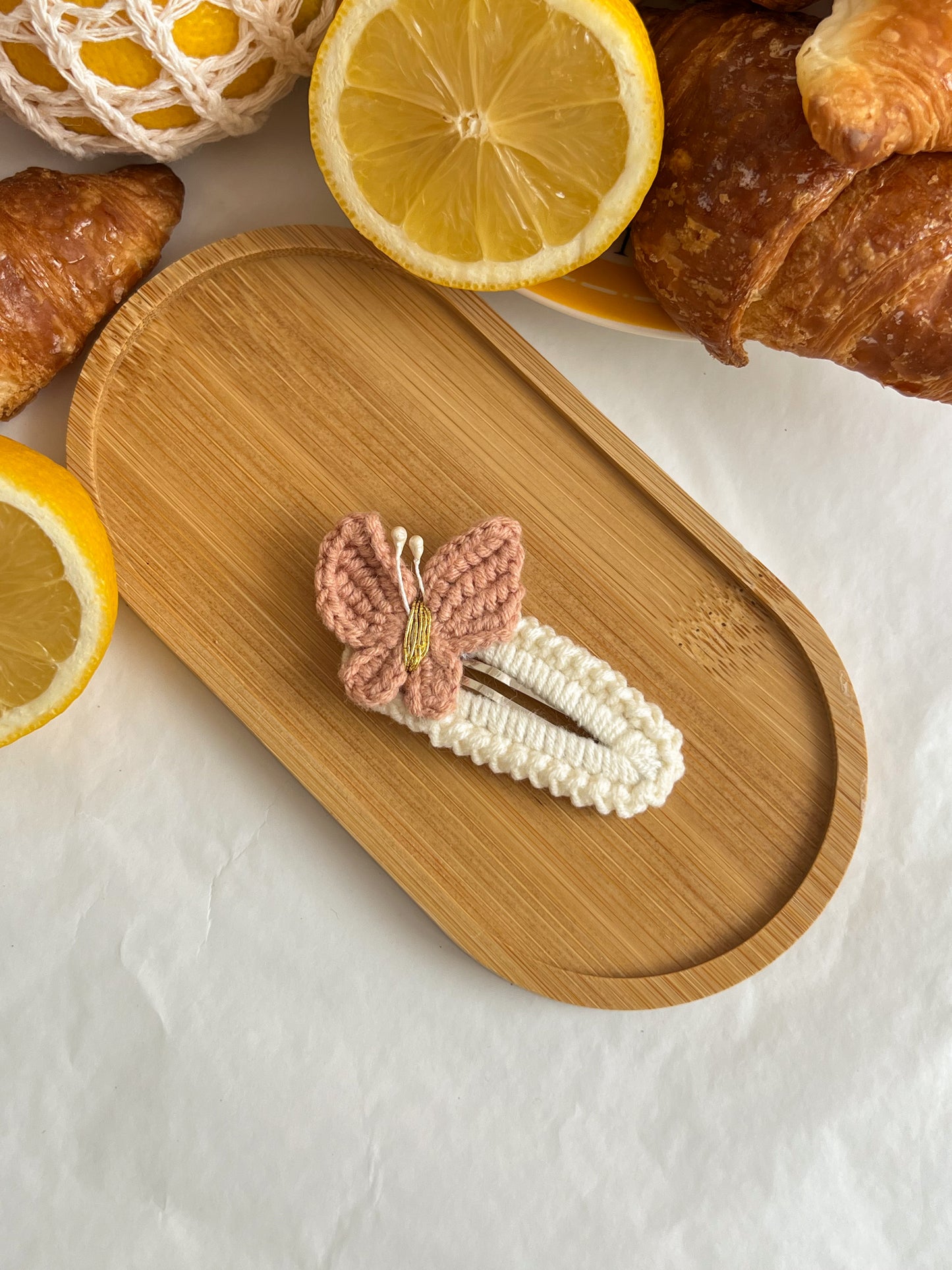 Agrafe Croșetate Butterfly – Roz Pudrat