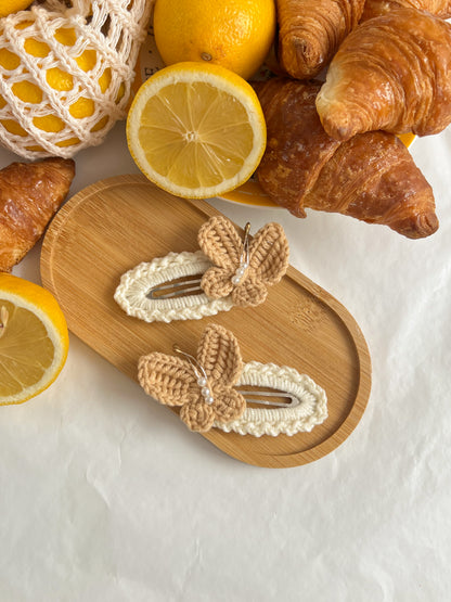 Agrafe Croșetate Butterfly – Caramel & Crem