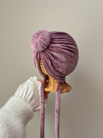 Turban din velur cu fundiță