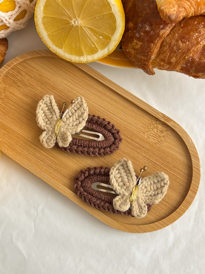 Agrafe Croșetate Butterfly – Maro & Bej