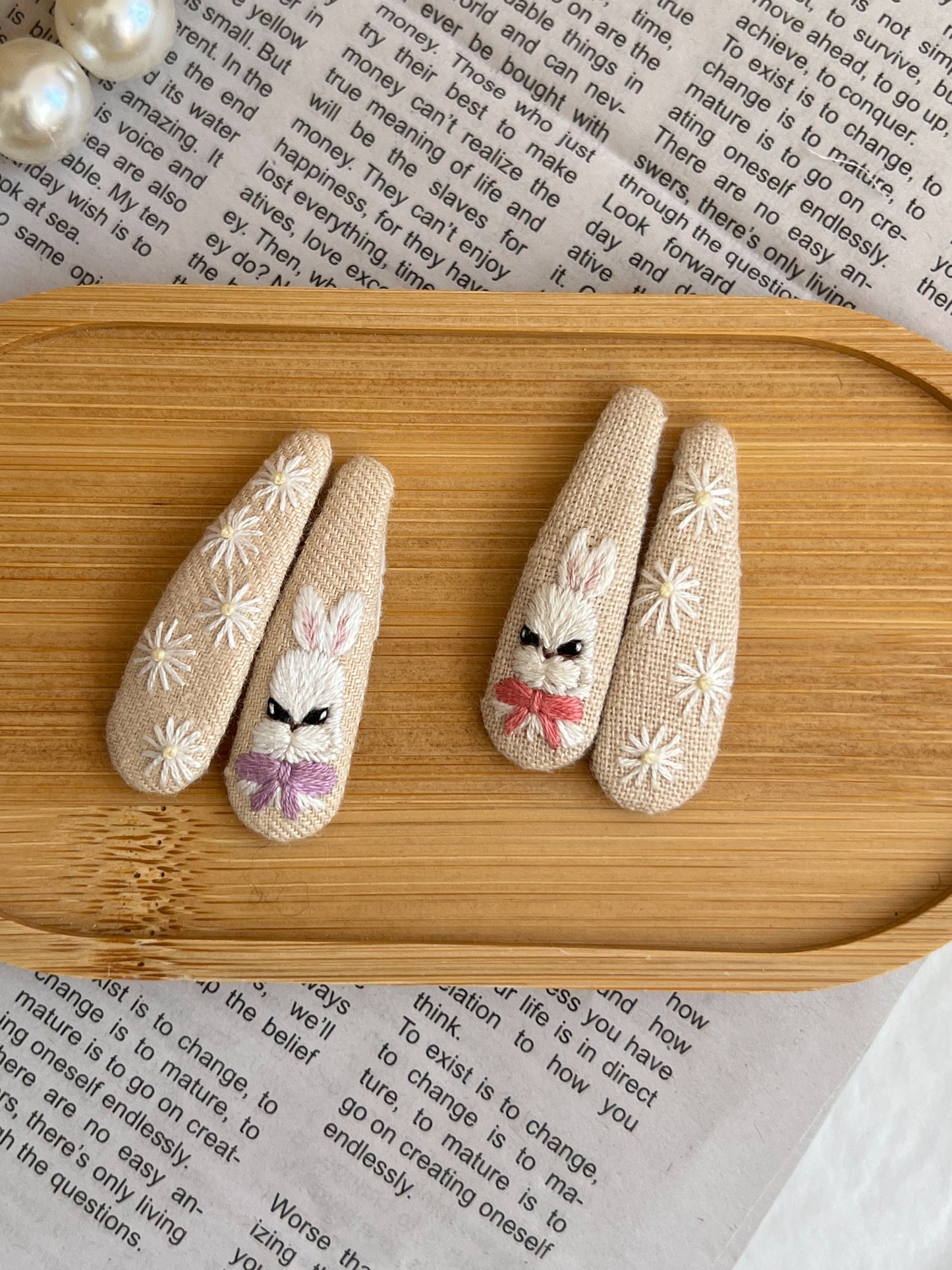Set clame brodate «Bunny Bow»