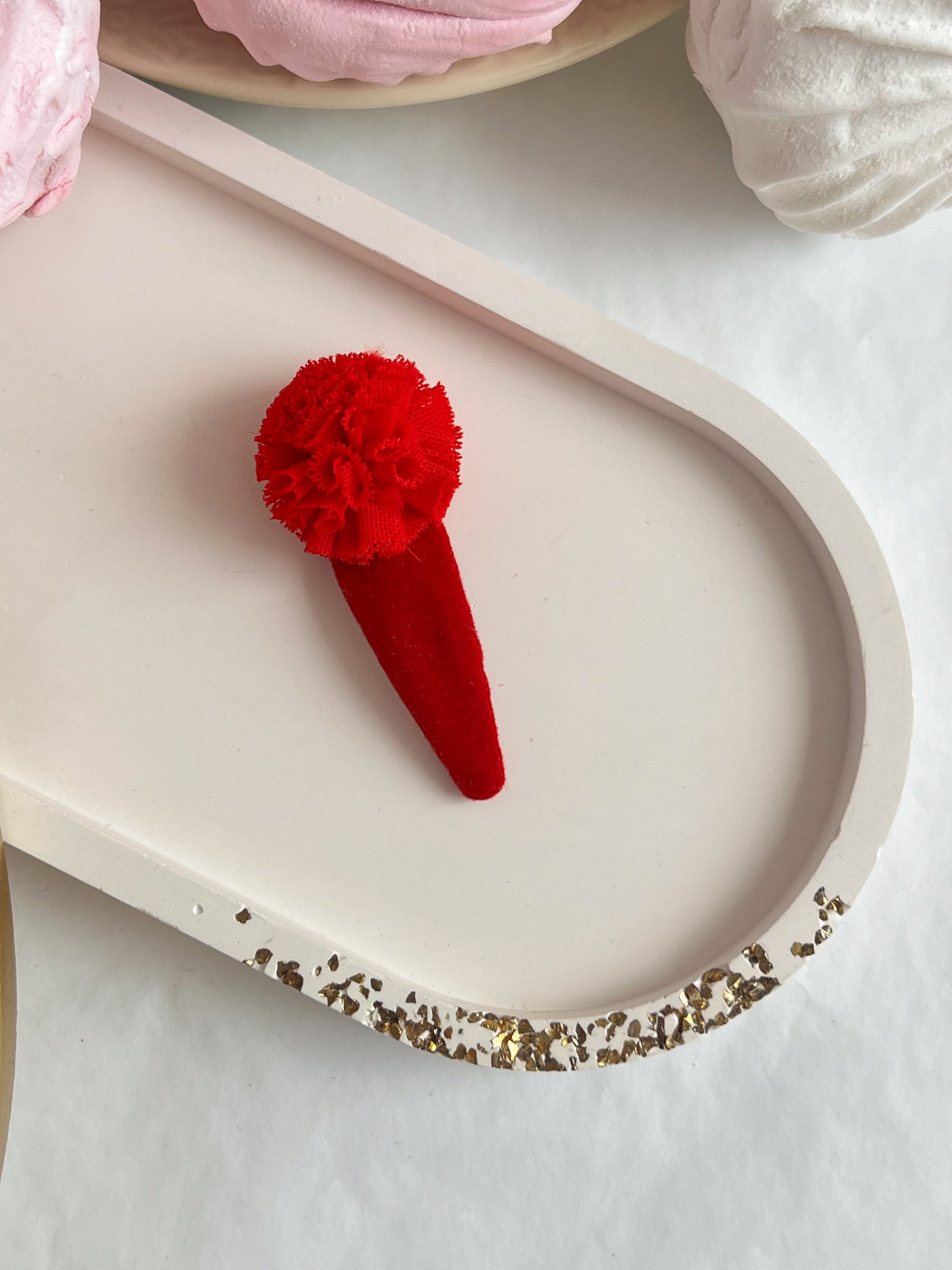 Clame „PomPom Velvet” — roșu