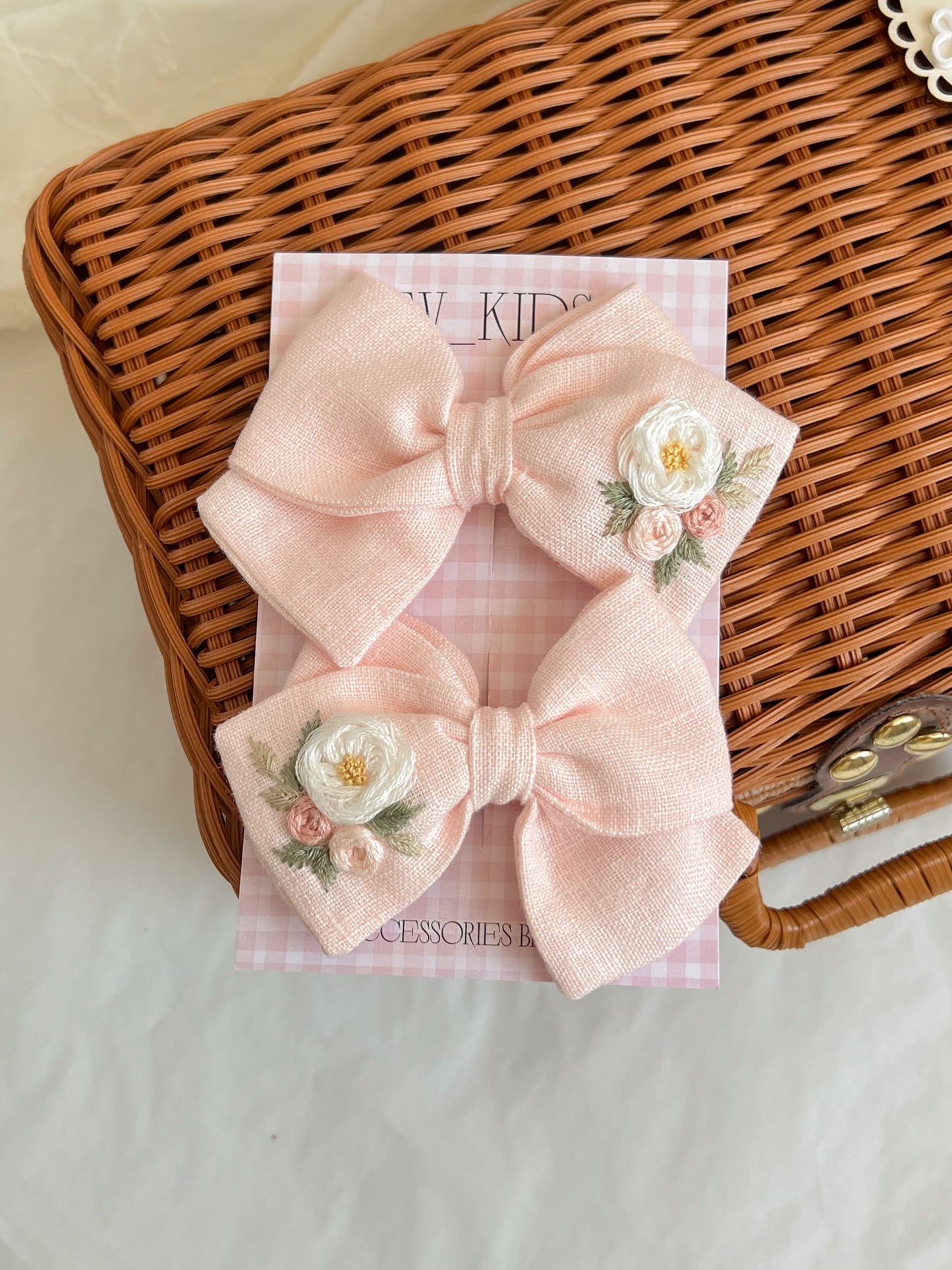 Agrafă 🌸 Bow Linen Floral