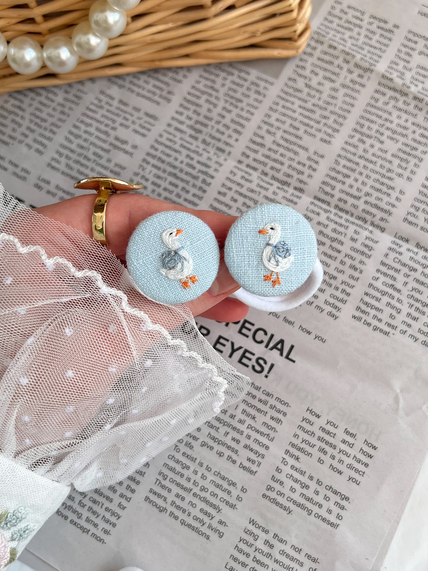 Set elastice brodate «Goose»