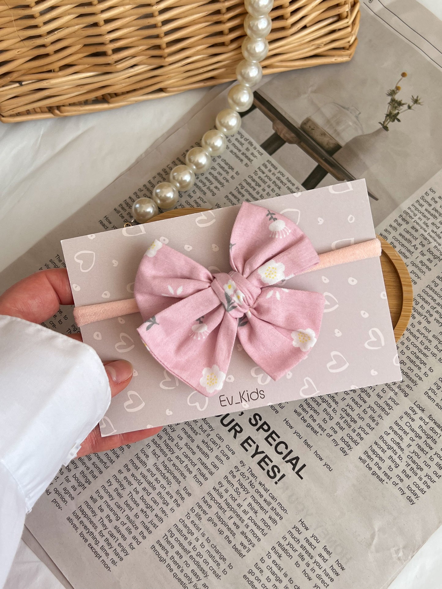 Bentiță pe elastic “Daisy Pink”