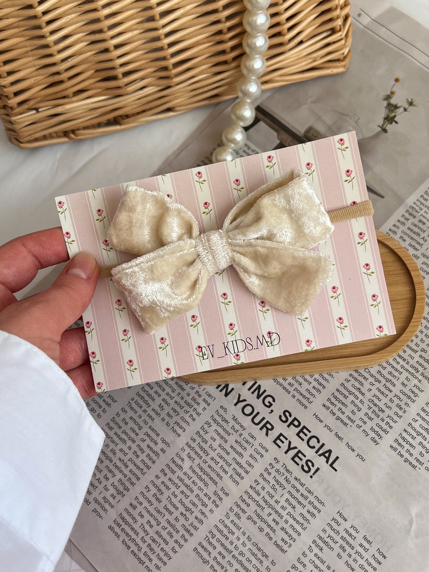 Bentiță pe elastic “Ivory Velvet”
