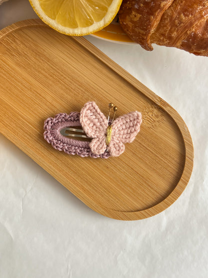 Agrafe Croșetate Butterfly – Roz Mauve