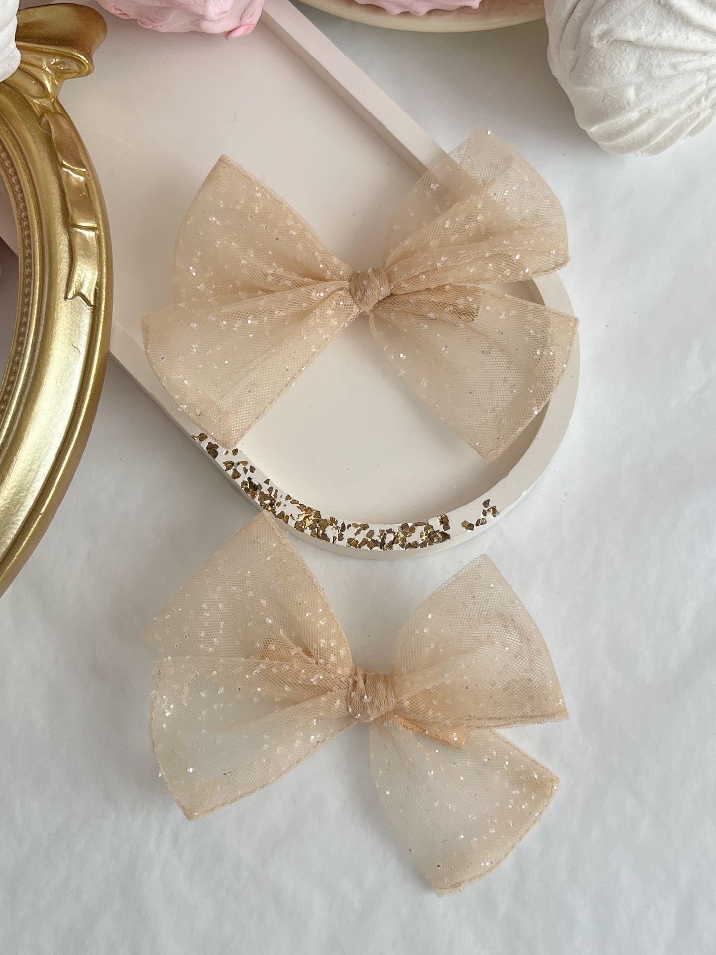 Set 2 Clame Mici - Champagne Tulle