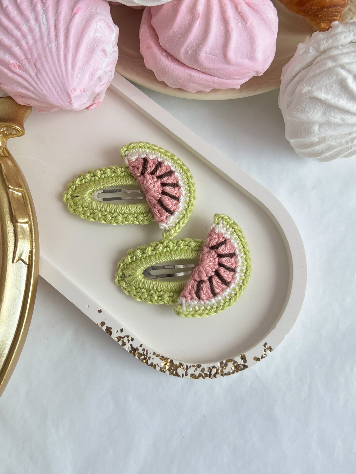Agrafe „Watermelon Lime” — croșetate