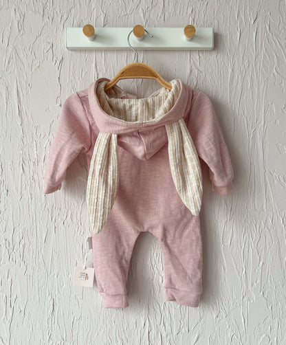 Salopeta pudra - Bunny din bumbac 95% pentru bebelusi