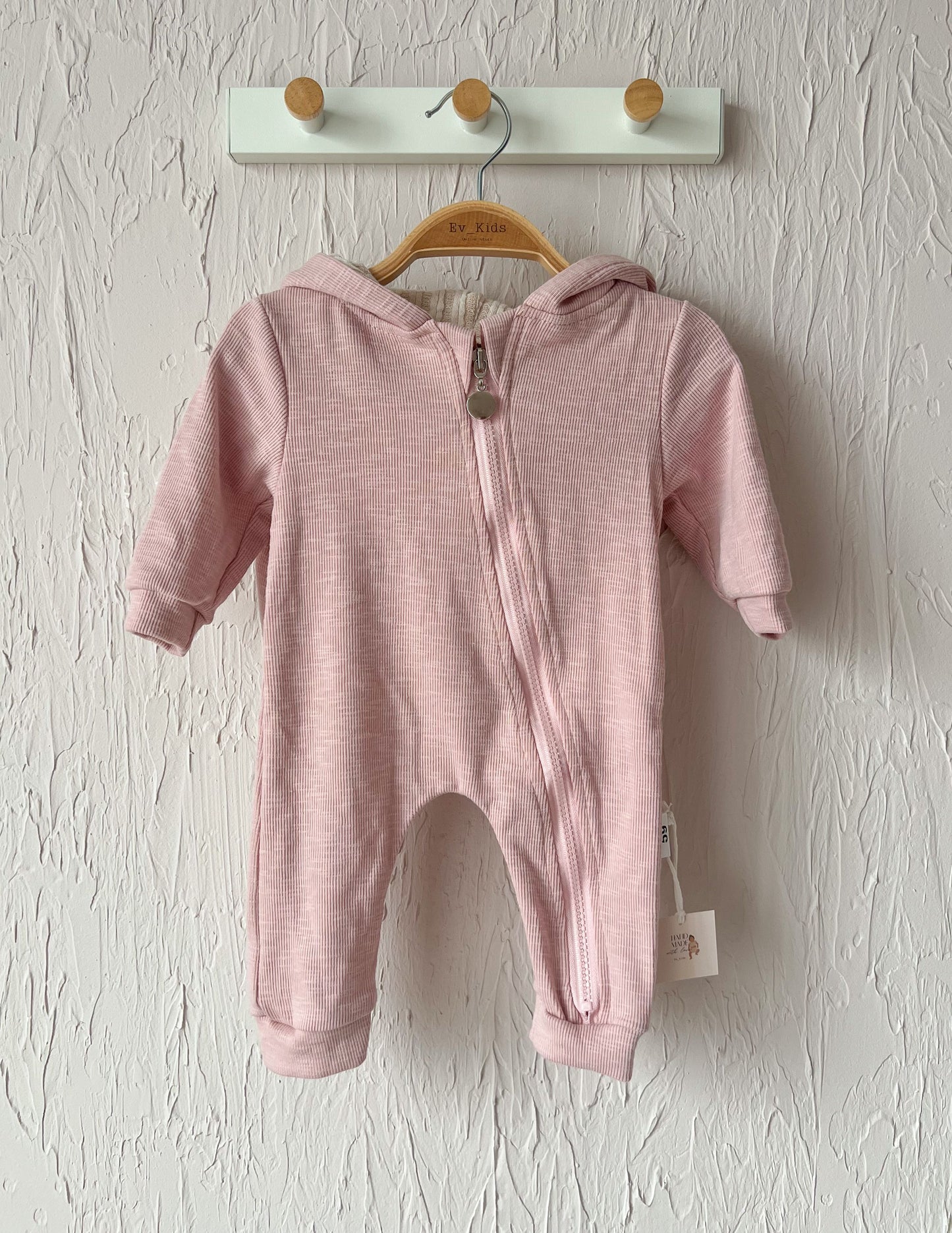 Salopeta pudra - Bunny din bumbac 95% pentru bebelusi