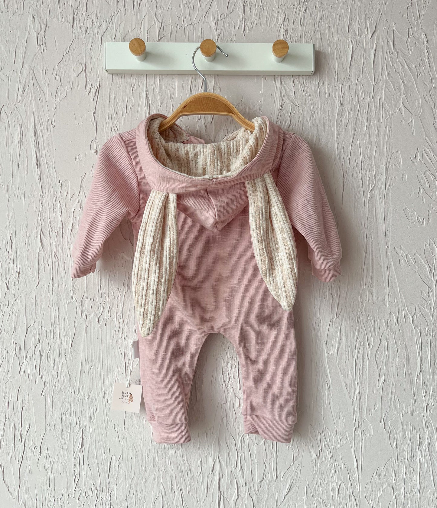 Salopeta pudra - Bunny din bumbac 95% pentru bebelusi