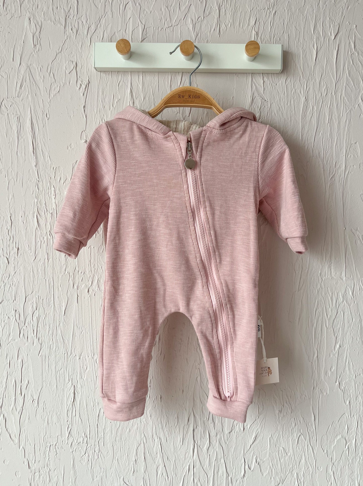 Salopeta pudra - Bunny din bumbac 95% pentru bebelusi