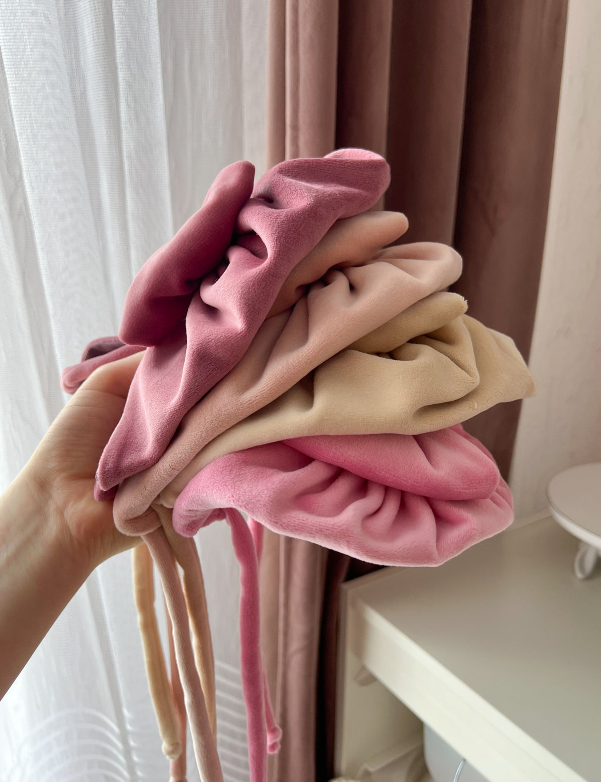 Turban din velur cu fundiță