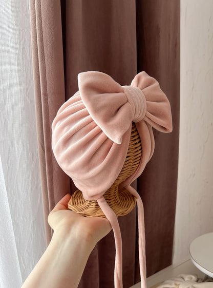 Turban din velur cu fundiță