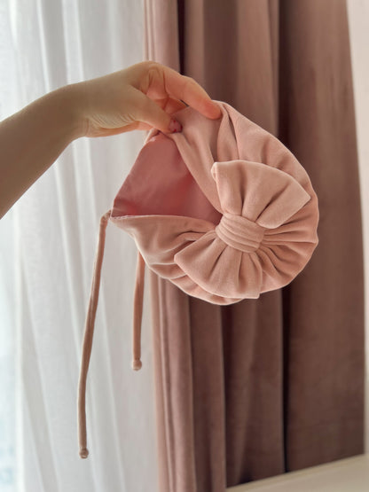 Turban din velur cu fundiță