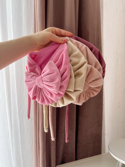 Turban din velur cu fundiță