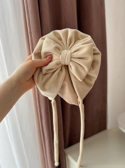 Turban din velur cu fundiță