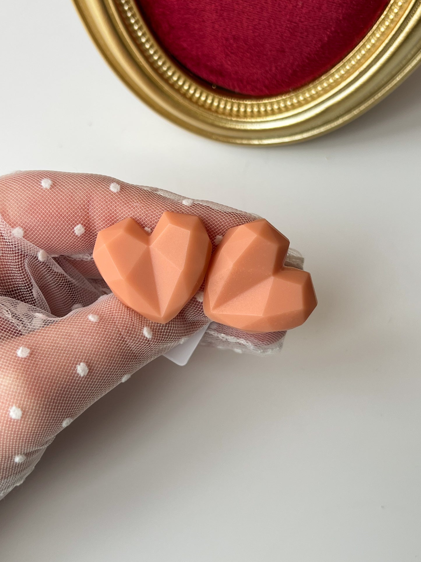 Peach Diamond Heart — Elastice din rășină epoxidică