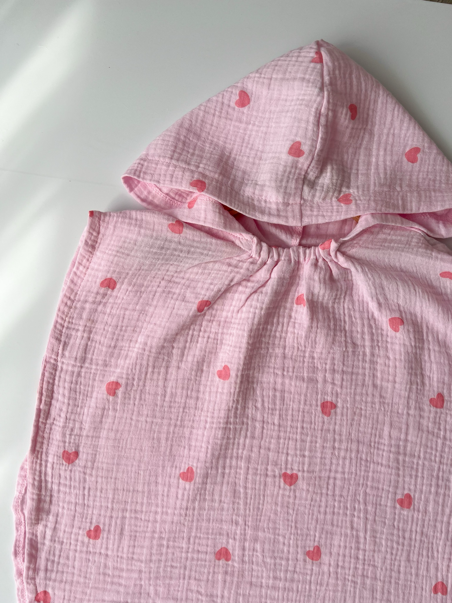 Poncho de plajă – Pink Hearts