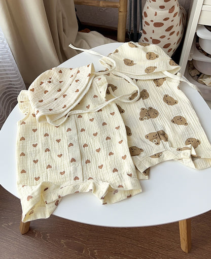 Set body cu pălărie – Teddy & Hearts