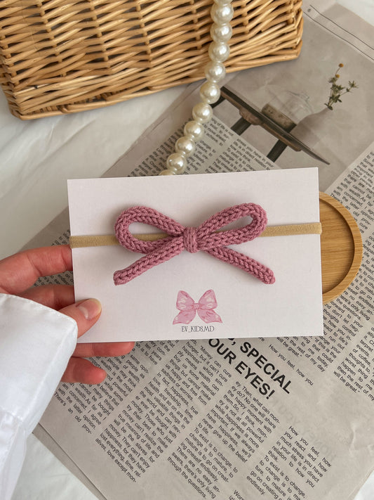 Bentiță pe elastic – Fundiță roz mauve