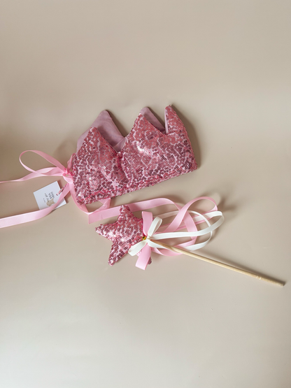 Set aniversar – Coroniță & Baghetă Pink Star