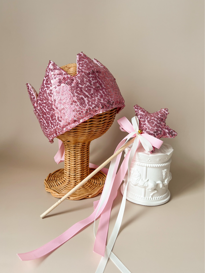 Set aniversar – Coroniță & Baghetă Pink Star