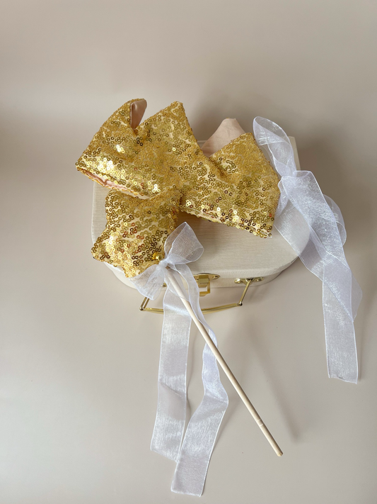 Set aniversar – Coroniță & Baghetă Golden Sparkle