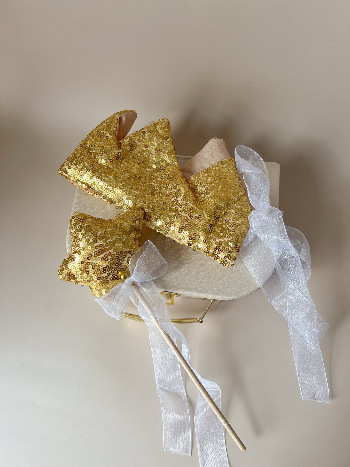 Set aniversar – Coroniță & Baghetă Golden Sparkle