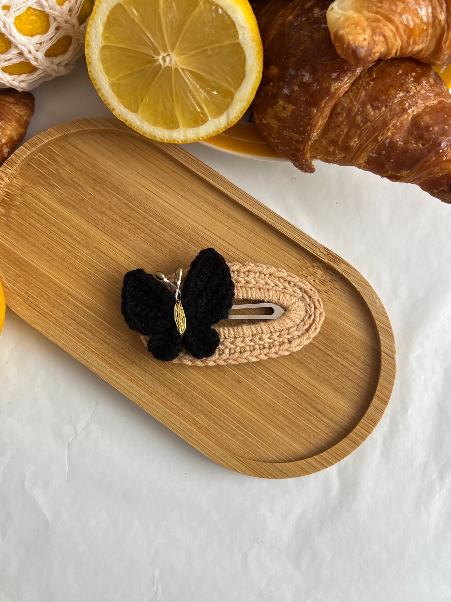 Agrafe Croșetate Butterfly – Negru & Cafeniu