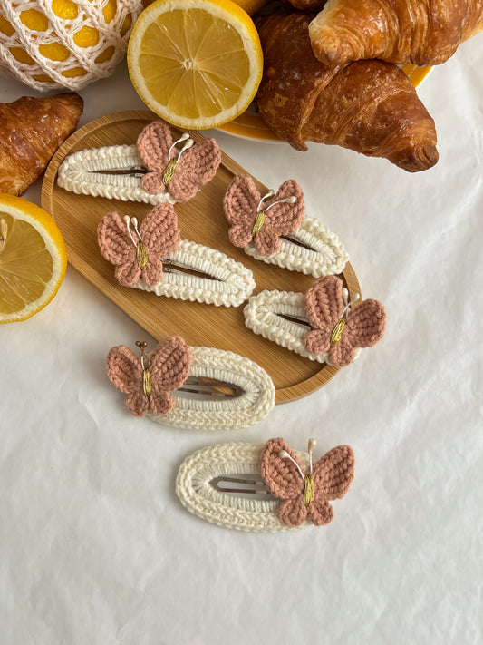 Agrafe Croșetate Butterfly – Roz Pudrat