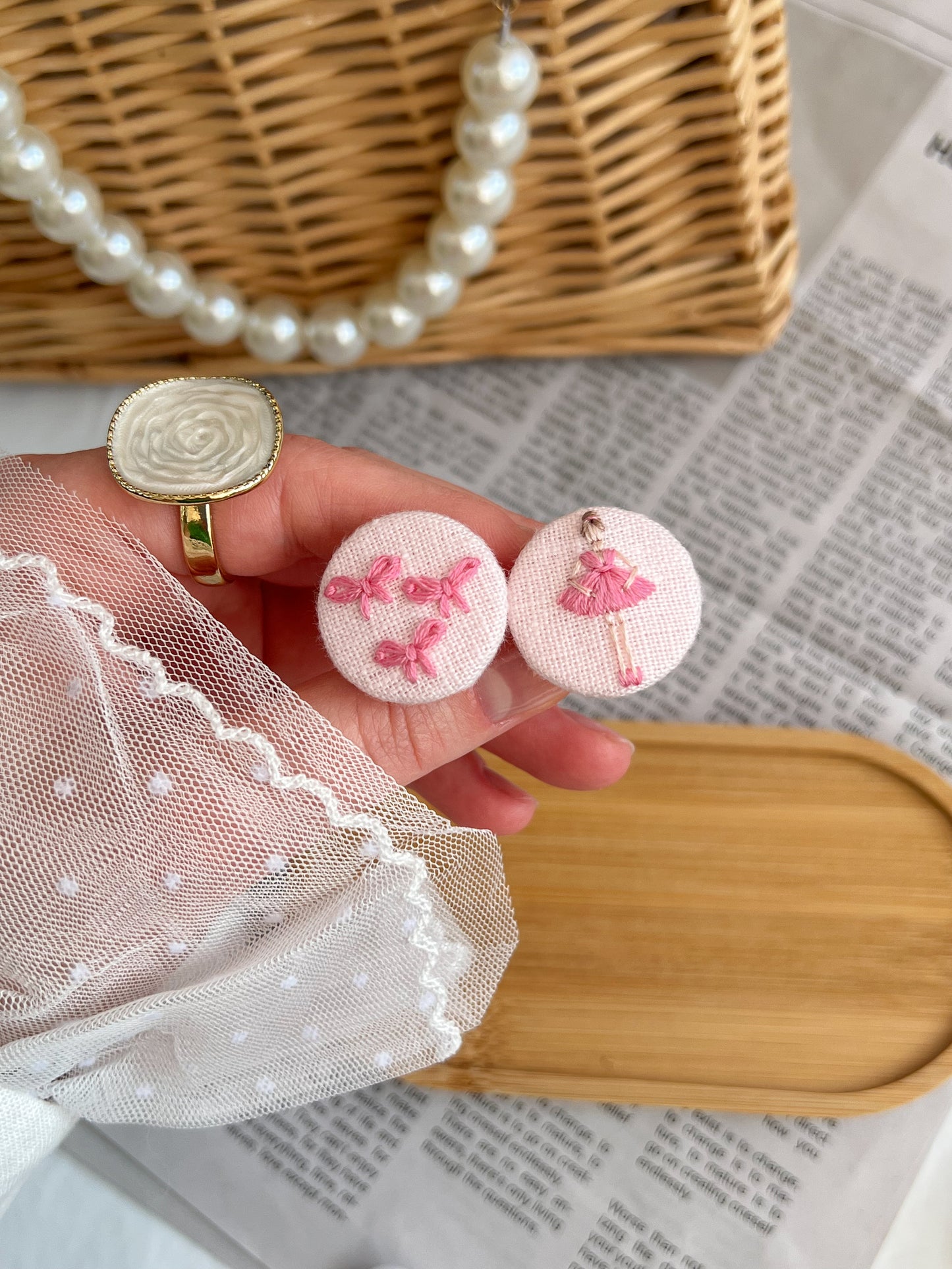 Set elastice brodate «Bows & Ballerina»