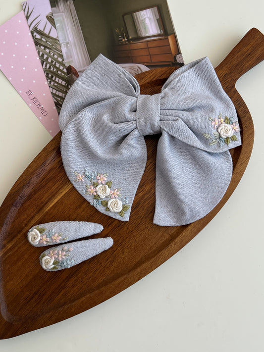 Set Agrafă cu fundită – Blue Mist