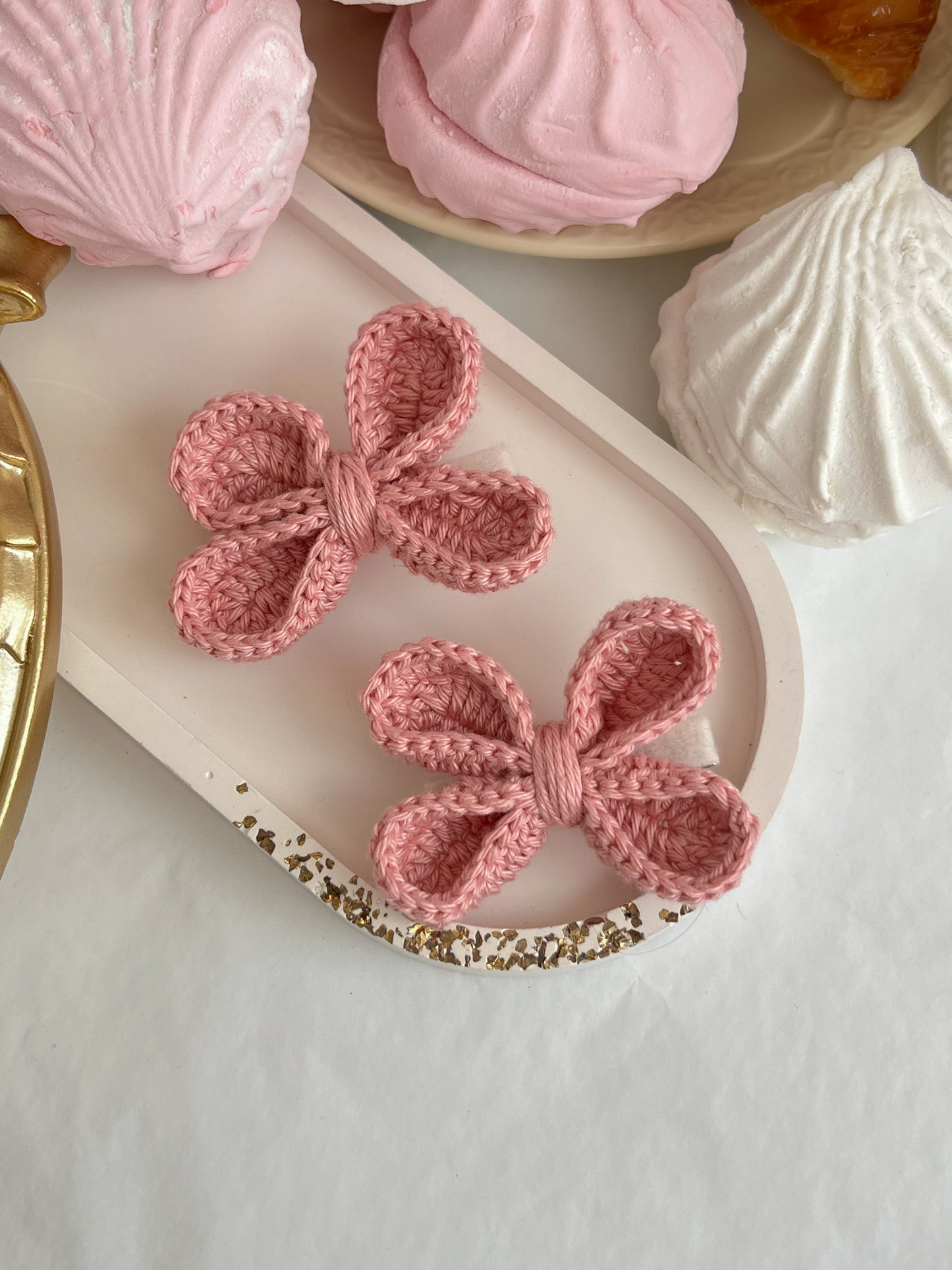 Pastel Bow — Agrafă Croșetată cu Fundiță